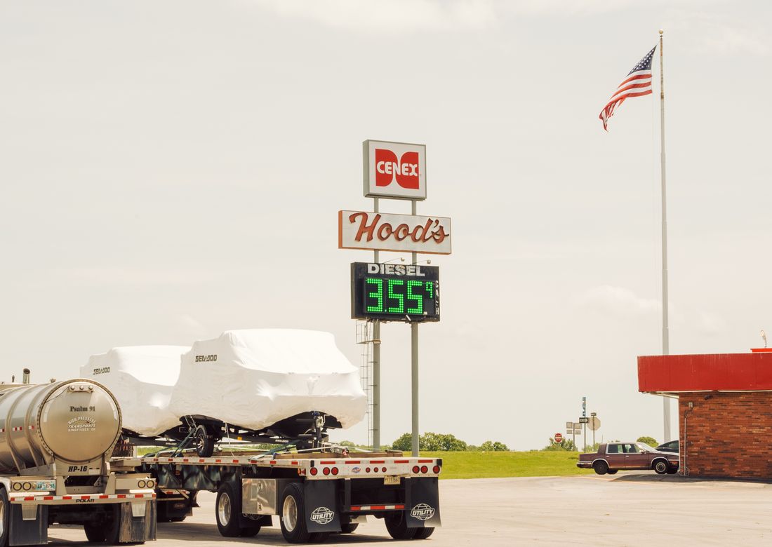 Flatbed trailer with secured cargo